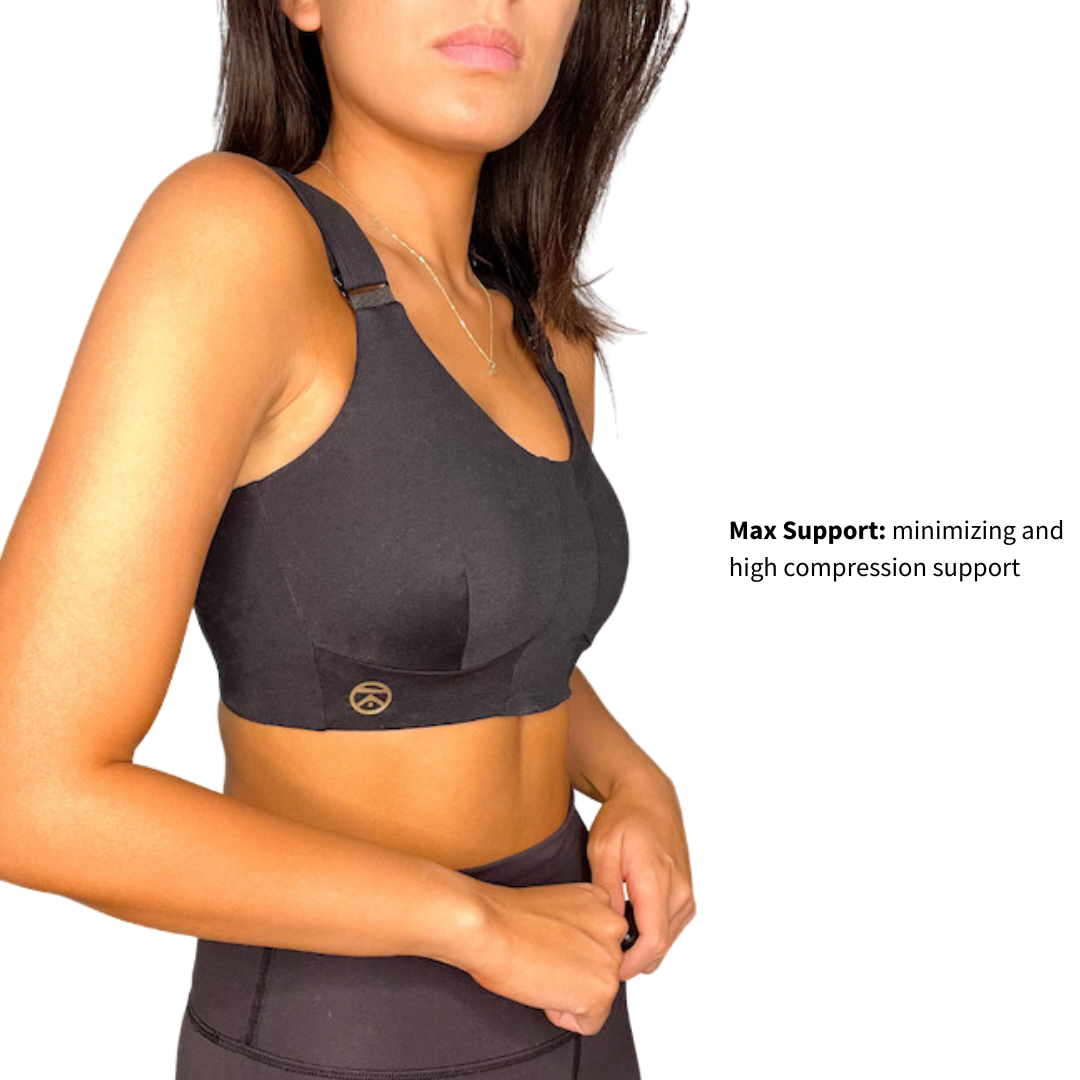 Posture Support Bras - This collection features higher compression posture bras and posture correcting bras.  Kinflyte Max Support posture bras are high compression sports bra 