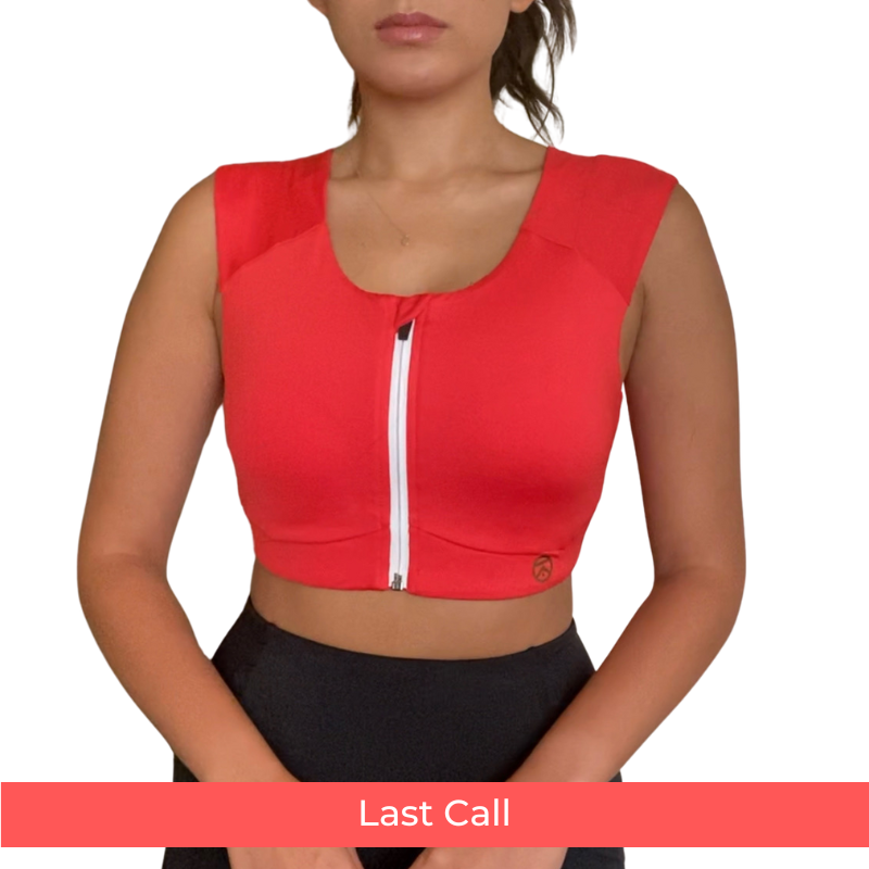 Posture corrector sports bra in Freedom Zip Bra - Eco Jersey in poppy red